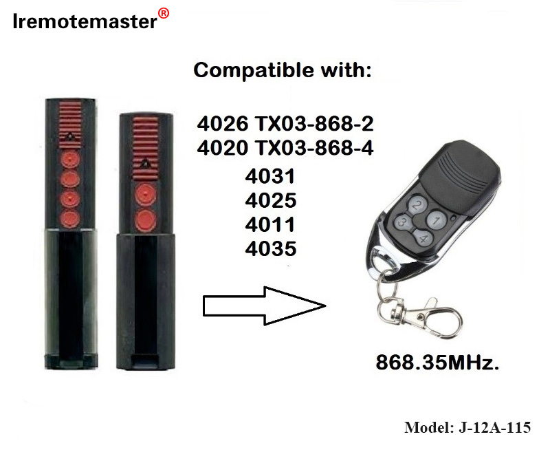 ለ 4020 4026 TX03-868-4 የርቀት መቆጣጠሪያ 868mhz TX03-8-4 ሮሊንግ ኮድ