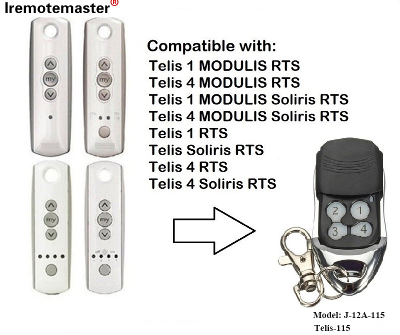 ለቴሊስ 1 RTS Telis Soliris RTS 4 RTS ጋራዥ በር የርቀት መቆጣጠሪያ 433.42ሜኸ